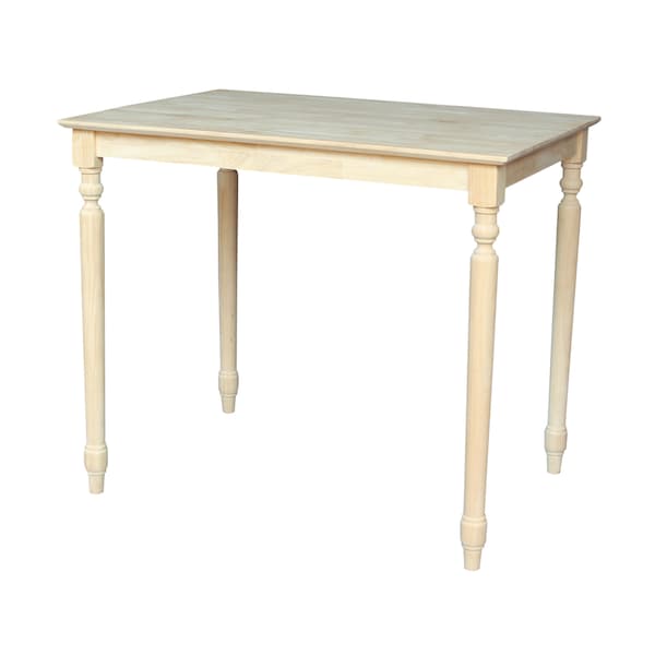 International Concepts Rectangle Solid Wood Top Table, Turned Legs, Unfinished, 30 in W, 42 in L, 36 in H, Wood K-3042-336T - main